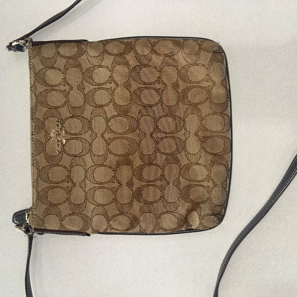 Coach Signature Crossbody Monogram Swingpack Khaki/Brown Varsity Stripe - Picture 3 of 3
